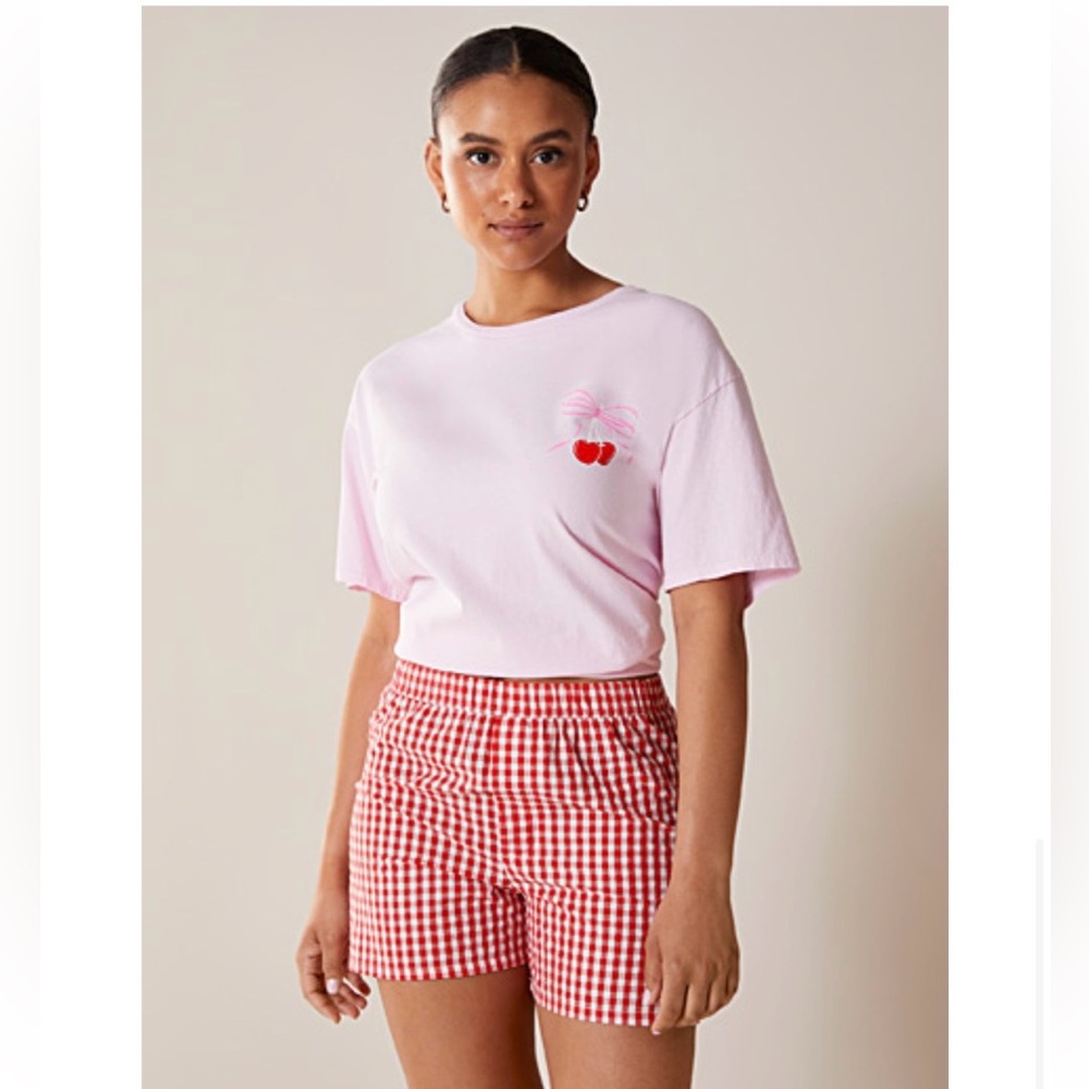 Simons Red Gingham High-Waist Women’s Shorts